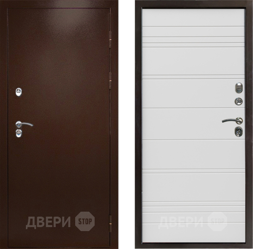Входная металлическая Дверь Престиж TERMO с терморазрывом Снегирь Медь Line Белый в Подольск