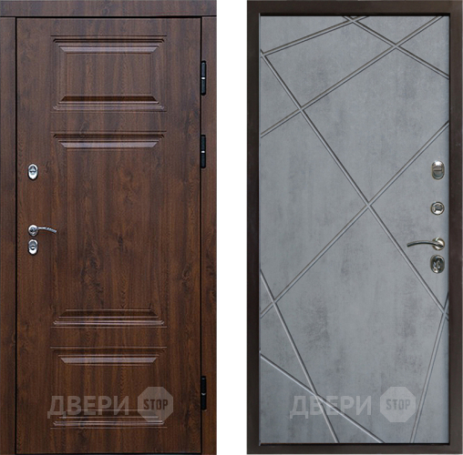 Входная металлическая Дверь Престиж TERMO с терморазрывом Премиум Орех Лучи Бетон темный в Подольск
