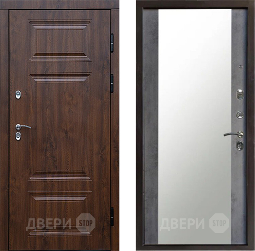 Входная металлическая Дверь Престиж TERMO с терморазрывом Премиум Орех Зеркало Бетон темный в Подольск