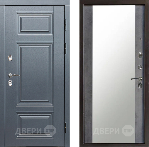Входная металлическая Дверь Престиж TERMO с терморазрывом Премиум Грэй Зеркало Бетон темный в Подольск