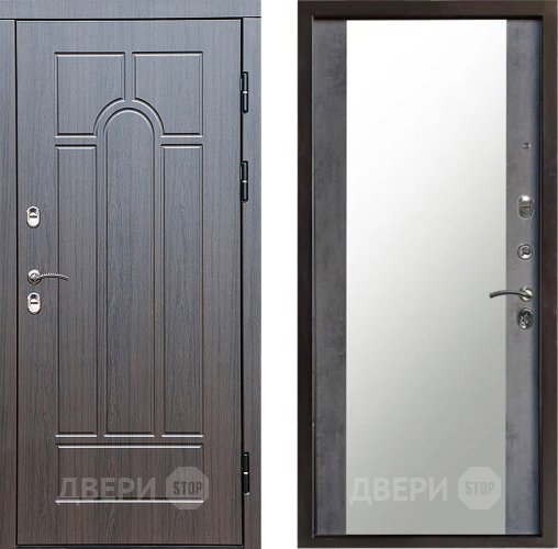 Входная металлическая Дверь Престиж TERMO с терморазрывом Арка Зеркало Бетон темный в Подольск