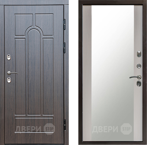 Входная металлическая Дверь Престиж TERMO с терморазрывом Арка Зеркало Лиственница белая в Подольск