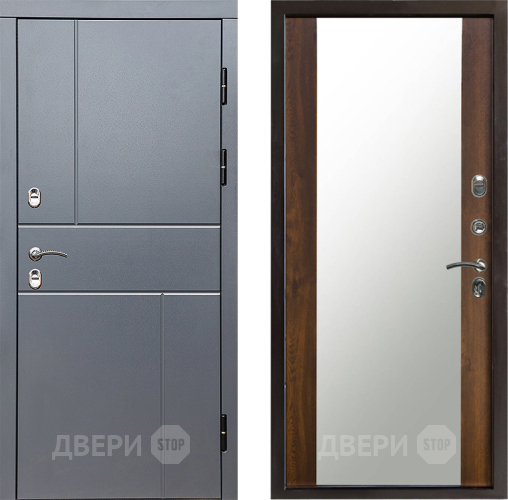 Входная металлическая Дверь Престиж TERMO с терморазрывом Горизонт Грэй Зеркало Дуб в Подольск