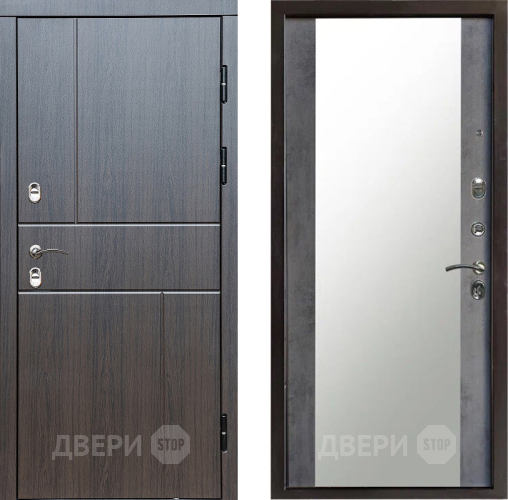 Входная металлическая Дверь Престиж TERMO с терморазрывом Горизонт Венге Зеркало Бетон темный в Подольск