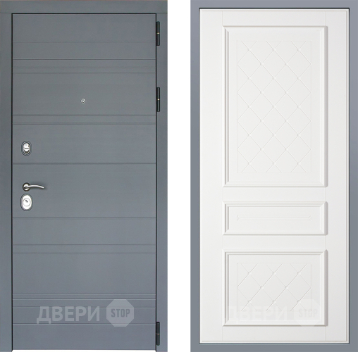 Дверь Заводские двери Лира Софт графит Урбино Белый софт в Подольск