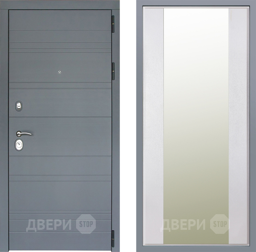 Дверь Заводские двери Лира Софт графит Зеркало Макси Белый шелк в Подольск
