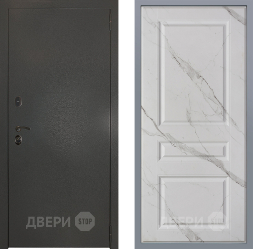 Дверь Заводские двери Эталон 3к антик серебро Стокгольм Мрамор белый в Подольск