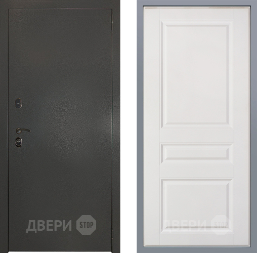 Дверь Заводские двери Эталон 3к антик серебро Стокгольм Белый софт в Подольск