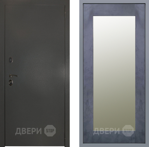 Дверь Заводские двери Эталон 3к антик серебро Зеркало Модерн Бетон темный в Подольск
