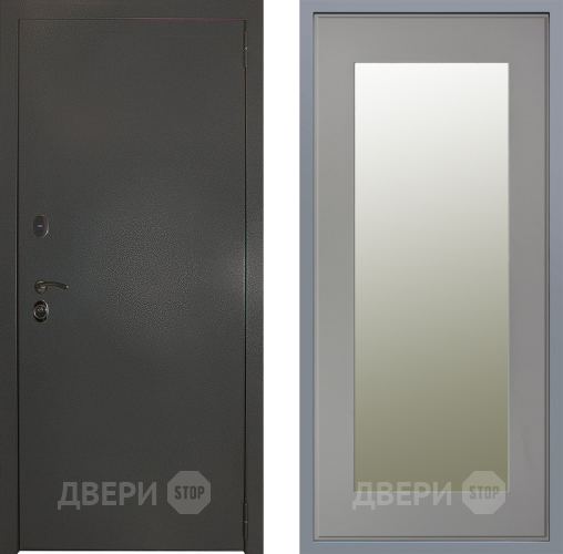 Дверь Заводские двери Эталон 3к антик серебро Зеркало Модерн Грей софт в Подольск