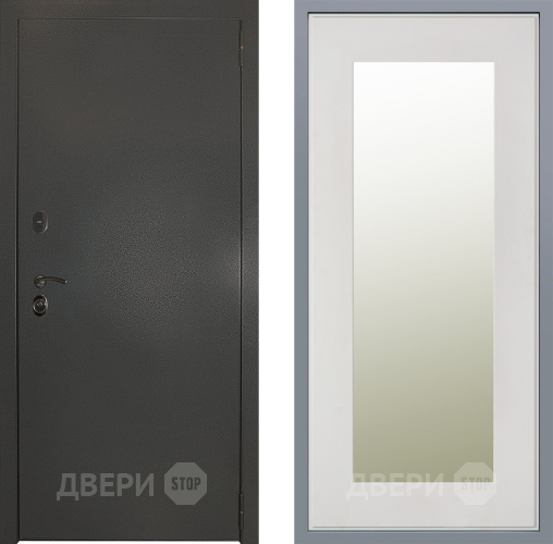 Дверь Заводские двери Эталон 3к антик серебро Зеркало Модерн Белый софт в Подольск