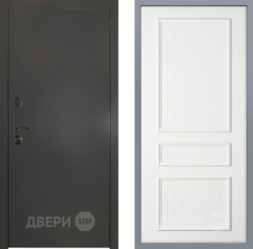 Дверь Заводские двери Эталон 3к антик серебро Урбино Белый софт в Подольск