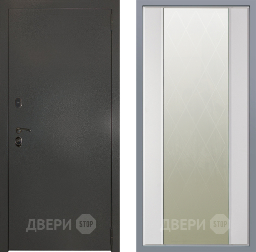 Дверь Заводские двери Эталон 3к антик серебро Зеркало Ампир Белый софт в Подольск