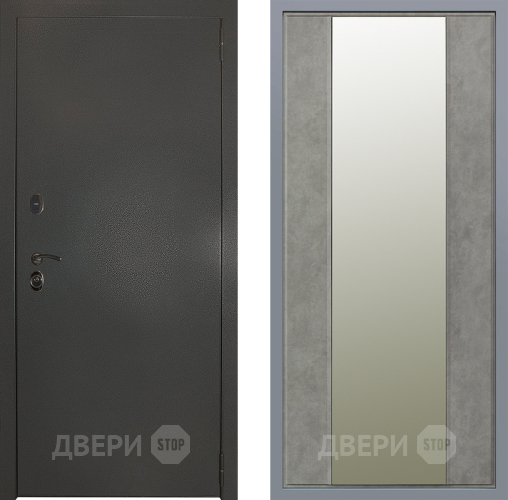 Дверь Заводские двери Эталон 3к антик серебро Зеркало Макси Бетон темный в Подольск