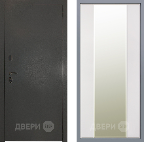 Дверь Заводские двери Эталон 3к антик серебро Зеркало Макси Белый матовый в Подольск