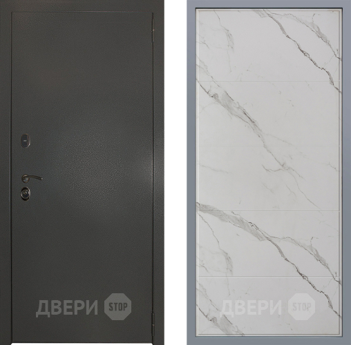 Дверь Заводские двери Эталон 3к антик серебро Тривия Мрамор белый в Подольск