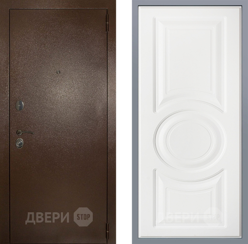 Дверь Заводские двери Эталон 3к антик медь Неаполь Лофт белый в Подольск