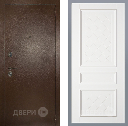 Дверь Заводские двери Эталон 3к антик медь Урбино Белый софт в Подольск