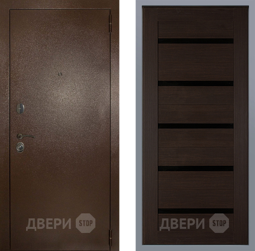 Дверь Заводские двери Эталон 3к антик медь СБ-1 орех тисненый в Подольск