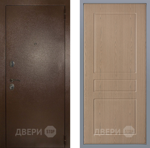 Дверь Заводские двери Эталон 3к антик медь К-2 Беленый дуб в Подольск