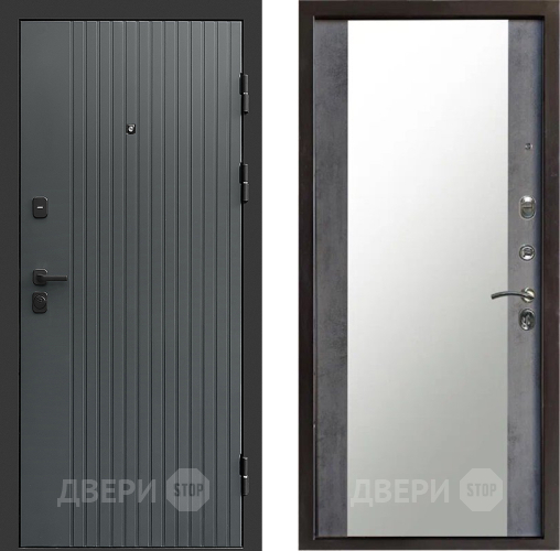 Входная металлическая Дверь Престиж Tvist Grey Зеркало Бетон темный в Подольск
