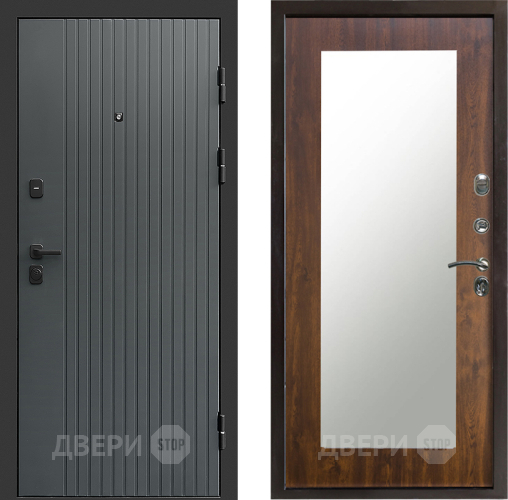 Входная металлическая Дверь Престиж Tvist Grey Зеркло Пастораль Дуб в Подольск
