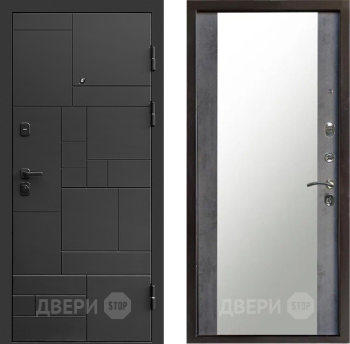 Входная металлическая Дверь Престиж Kvadro Зеркало Бетон темный в Подольск