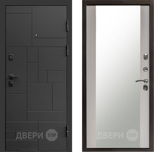 Входная металлическая Дверь Престиж Kvadro Зеркало Лиственница белая в Подольск