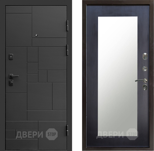 Входная металлическая Дверь Престиж Kvadro Зеркло Пастораль Венге в Подольск