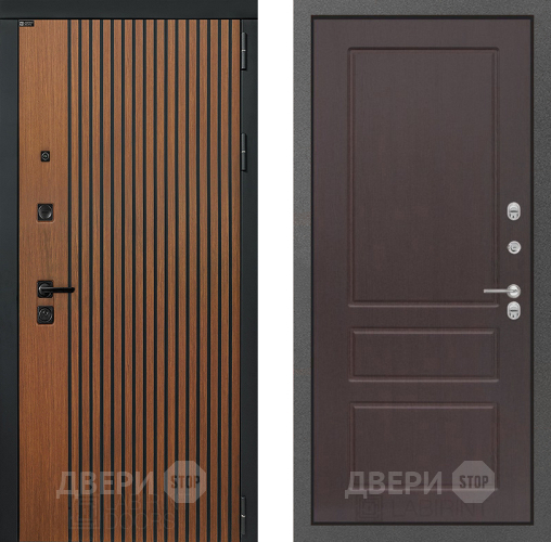 Входная металлическая Дверь Лабиринт (LABIRINT) Шторм 03 Орех премиум в Подольск