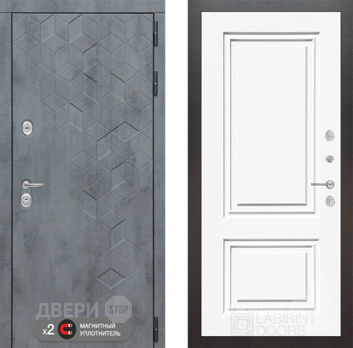 Входная металлическая Дверь Лабиринт (LABIRINT) Бетон 26 Белый (RAL-9003) в Подольск