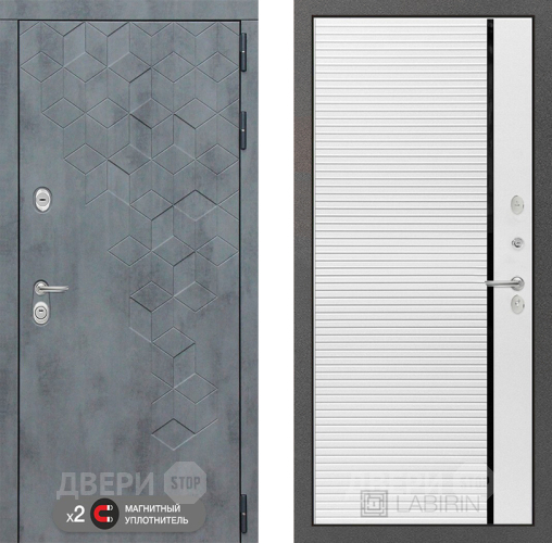 Входная металлическая Дверь Лабиринт (LABIRINT) Бетон 22 Белый софт в Подольск