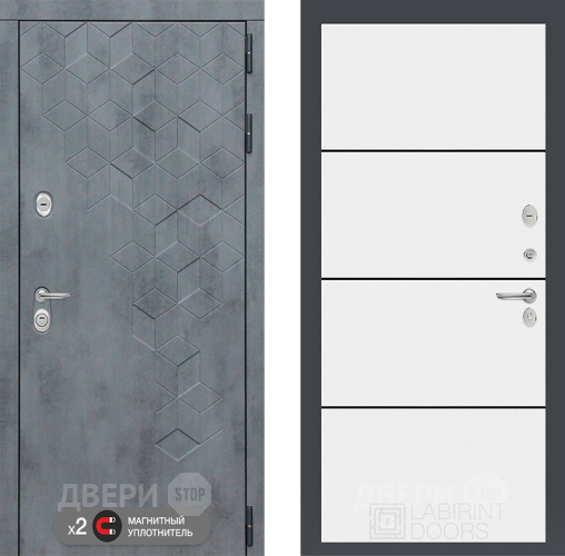 Входная металлическая Дверь Лабиринт (LABIRINT) Бетон 25 Белый софт в Подольск