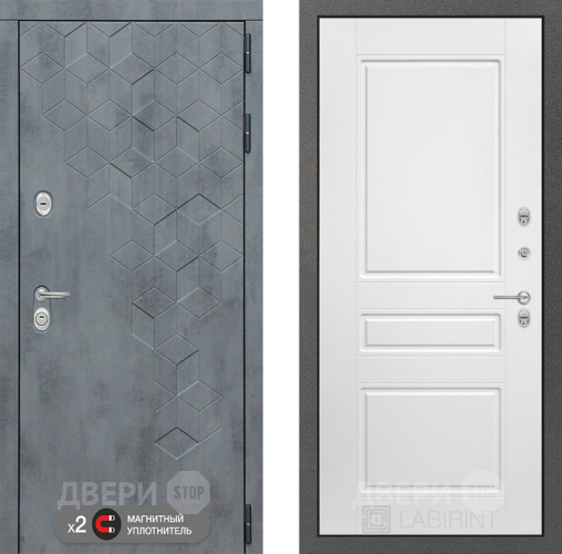 Дверь Лабиринт (LABIRINT) Бетон 03 Белый софт в Подольск