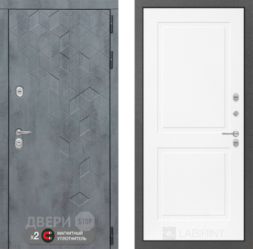 Входная металлическая Дверь Лабиринт (LABIRINT) Бетон 11 Белый софт в Подольск