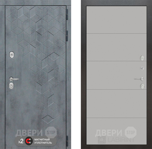 Входная металлическая Дверь Лабиринт (LABIRINT) Бетон 13 Грей софт в Подольск