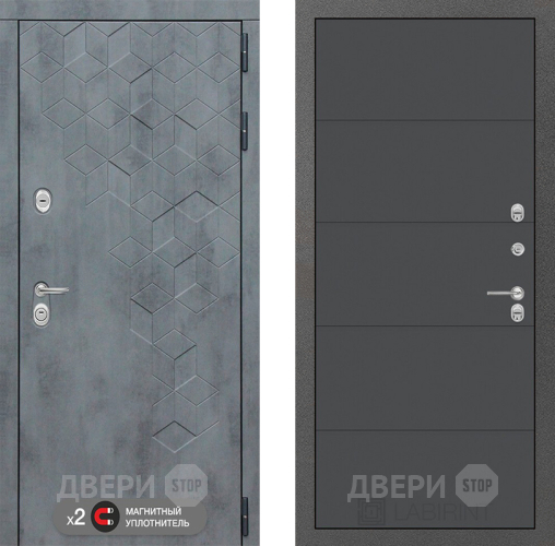 Входная металлическая Дверь Лабиринт (LABIRINT) Бетон 13 Графит софт в Подольск