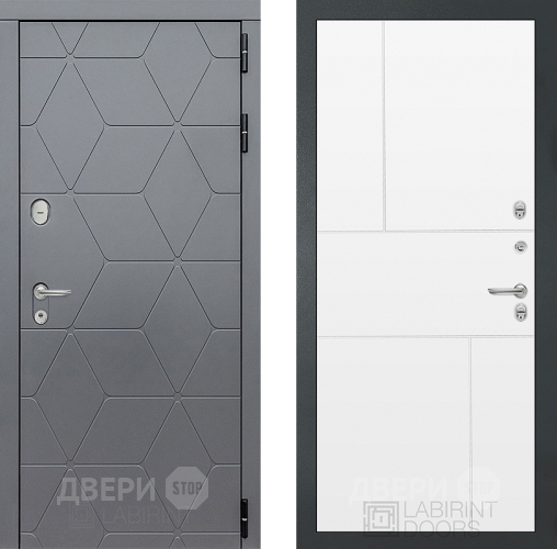 Входная металлическая Дверь Лабиринт (LABIRINT) Cosmo 21 Белый софт в Подольск