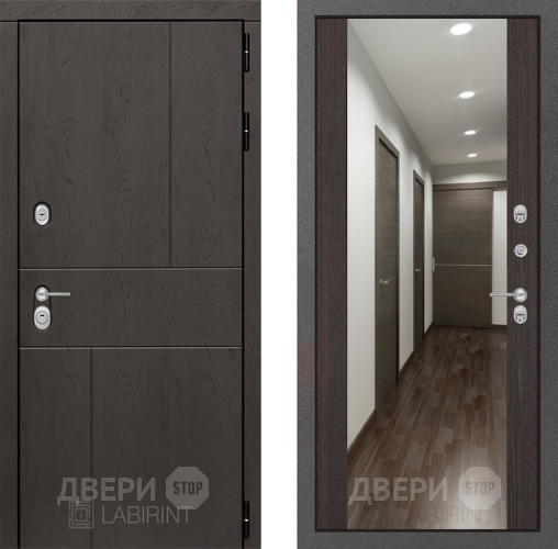 Входная металлическая Дверь Лабиринт (LABIRINT) Urban Зеркало Максимум Венге в Подольск