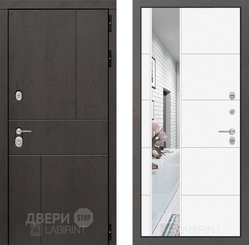 Дверь Лабиринт (LABIRINT) Urban Зеркало 19 Белый софт в Подольск