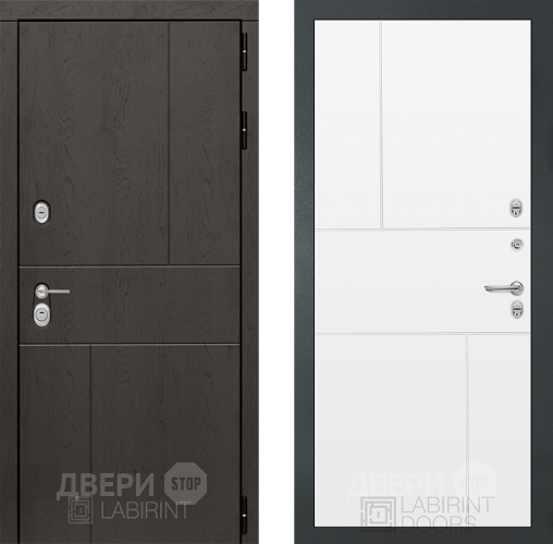 Входная металлическая Дверь Лабиринт (LABIRINT) Urban 21 Белый софт в Подольск
