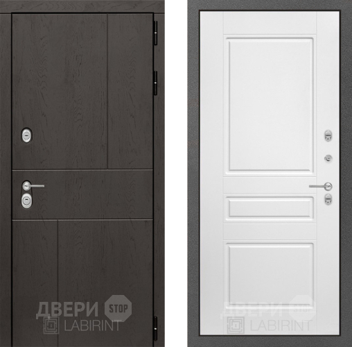 Входная металлическая Дверь Лабиринт (LABIRINT) Urban 03 Белый софт в Подольск