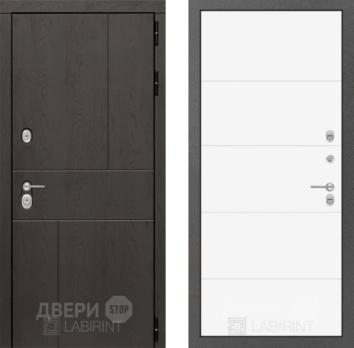 Входная металлическая Дверь Лабиринт (LABIRINT) Urban 13 Белый софт в Подольск