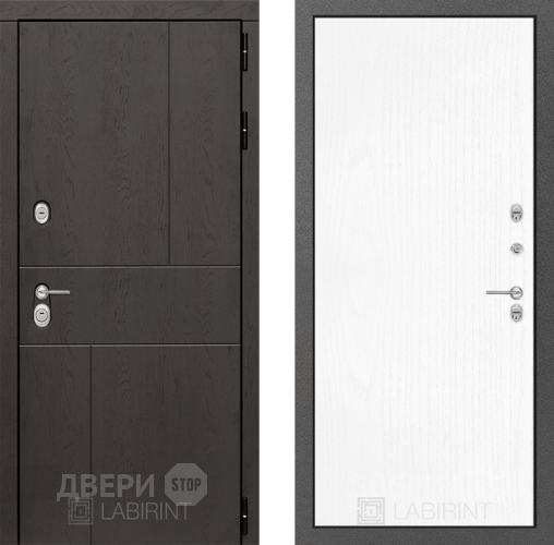 Входная металлическая Дверь Лабиринт (LABIRINT) Urban 07 Белое дерево в Подольск