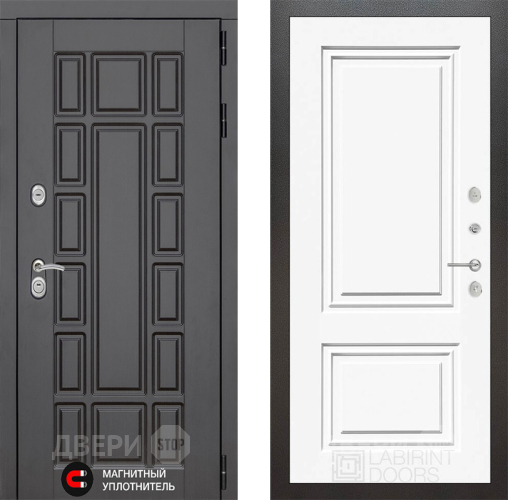 Входная металлическая Дверь Лабиринт (LABIRINT) New York 26 Белый (RAL-9003) в Подольск
