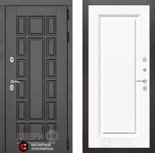 Входная металлическая Дверь Лабиринт (LABIRINT) New York 27 Белый (RAL-9003) в Подольск