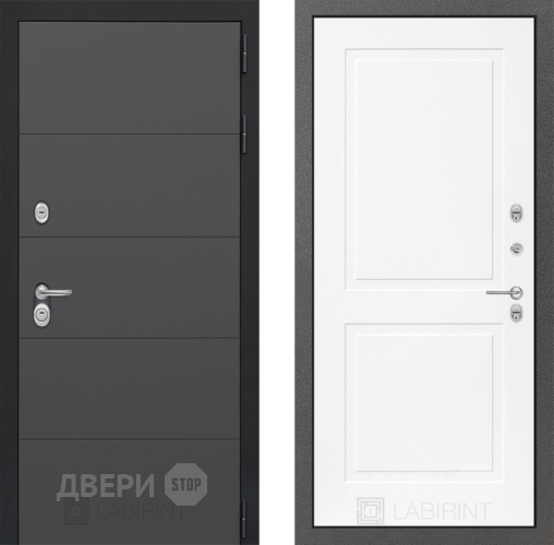Входная металлическая Дверь Лабиринт (LABIRINT) Art 11 Белый софт в Подольск