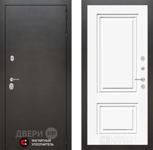 Входная металлическая Дверь Лабиринт (LABIRINT) Silver 26 Белый (RAL-9003) в Подольск