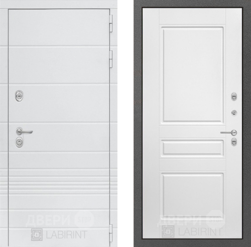 Входная металлическая Дверь Лабиринт (LABIRINT) Трендо 03 Белый софт в Подольск
