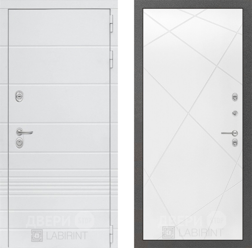 Входная металлическая Дверь Лабиринт (LABIRINT) Трендо 24 Белый софт в Подольск